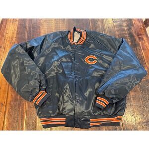 Chicago Bears Chalk Line Satin Jacket size XL Navy‎ Blue Orange